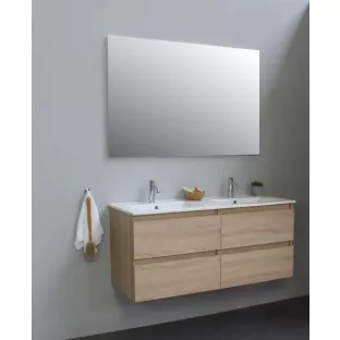 Sanilet badkamermeubel Rob - 120 cm breed - eiken - bouwpakket - zonder spiegel - wastafel porselein - 1 kraangat
