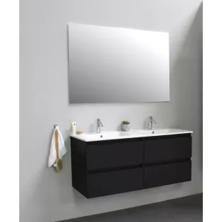 Sanilet badkamermeubel Rob - 120 cm breed - mat zwart - bouwpakket - zonder spiegel - wastafel porselein - 1 kraangat