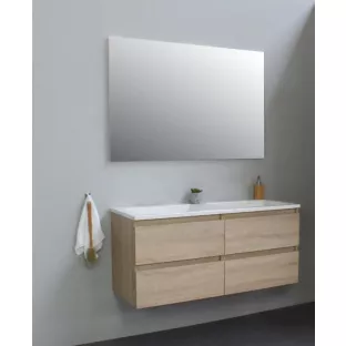 Sanilet badkamermeubel Rob - 120 cm breed - eiken - bouwpakket - zonder spiegel - wastafel wit acryl - 0 kraangaten