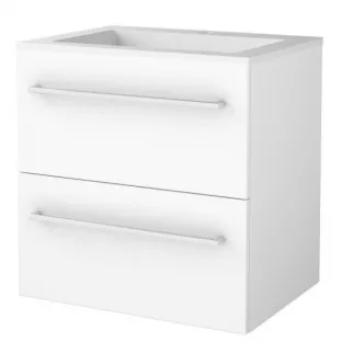 Basic line 46 Badkamermeubel met chrome grepen - 60 cm - Glans wit - wastafel acryl 1 kraangat - zonder spiegel