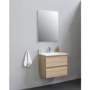 Sanilet badkamermeubel Rob - 60 cm breed - eiken - bouwpakket - zonder spiegel - wastafel wit acryl - 1 kraangat