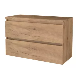 Badkamermeubel voor waskom - Basic line 46 - 100 cm - Warm eiken - Greeploos