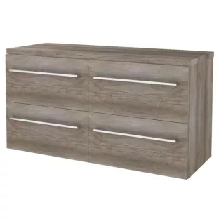Badkamermeubel voor waskom - Basic line 46 - 120 cm - Donker eiken - Chrome grepen