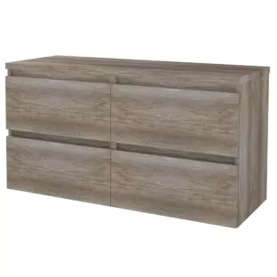 Badkamermeubel voor waskom - Basic line 46 - 120 cm - Donker eiken - Greeploos