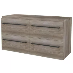 Badkamermeubel voor waskom - Basic line 46 - 120 cm - Donker eiken - Zwarte grepen