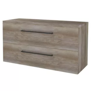 Badkamermeubel voor waskom - Basic line 46 - 120 cm - Donker eiken - Zwarte grepen