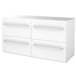 Badkamermeubel voor waskom - Basic line 46 - 120 cm - Glans wit - Chrome grepen