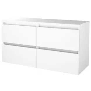 Badkamermeubel voor waskom - Basic line 46 - 120 cm - Glans wit - Greeploos