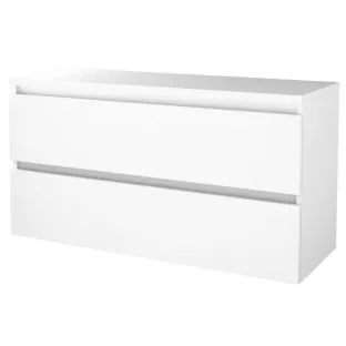 Badkamermeubel voor waskom - Basic line 46 - 120 cm - Glans wit - Greeploos