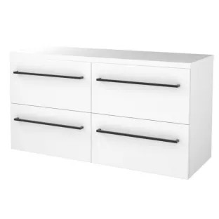 Badkamermeubel voor waskom - Basic line 46 - 120 cm - Glans wit - Zwarte grepen