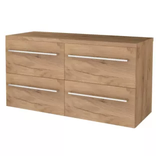 Badkamermeubel voor waskom - Basic line 46 - 120 cm - Warm eiken - Chrome grepen