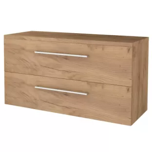 Badkamermeubel voor waskom - Basic line 46 - 120 cm - Warm eiken - Chrome grepen