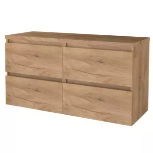 Badkamermeubel voor waskom - Basic line 46 - 120 cm - Warm eiken - Greeploos