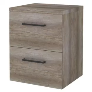 Badkamermeubel voor waskom - Basic line 46 - 50 cm - Donker eiken - Zwarte grepen