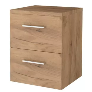 Badkamermeubel voor waskom - Basic line 46 - 50 cm - Warm eiken - Chrome grepen