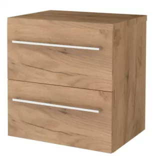Badkamermeubel voor waskom - Basic line 46 - 60 cm - Warm eiken - Chrome grepen