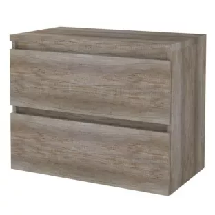 Badkamermeubel voor waskom - Basic line 46 - 80 cm - Donker eiken - Greeploos