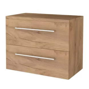 Badkamermeubel voor waskom - Basic line 46 - 80 cm - Warm eiken - Chrome grepen