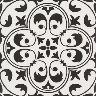 Vloer en wandtegel - Tilorex Stampace Black white Zacht glanzend - 30x30 cm -  Keramisch - 8 mm dik - VTX61057