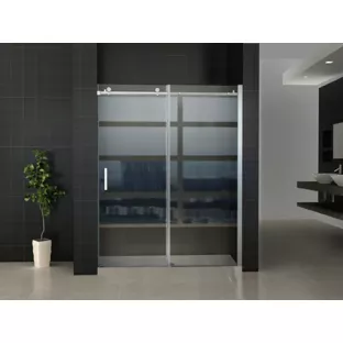 Wiesbaden schuifbare nisdeur - 2 delig - 160x200 cm - Chroom - 8 mm veiligheidsglas - NANO coating