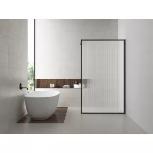 Wiesbaden Square inloopdouche - 90x200 cm - 8 mm veiligheidsglas - NANO coating - Geribbeld glas - Mat zwart profiel