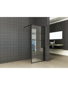 Wiesbaden horizon inloopdouche - Mat zwart raster - 80x200 cm - 8 mm veiligheidsglas - NANO coating