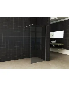 Wiesbaden slim douchewand - Rookglas - 120x200 cm - 8 mm dik veiligheidsglas - Zonder profiel en stabilisatiestang - NANO coating