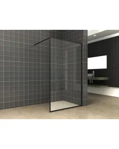 Wiesbaden Square inloopdouche - 120x200 cm - 10 mm veiligheidsglas - NANO coating - Helder glas - Mat zwart profiel